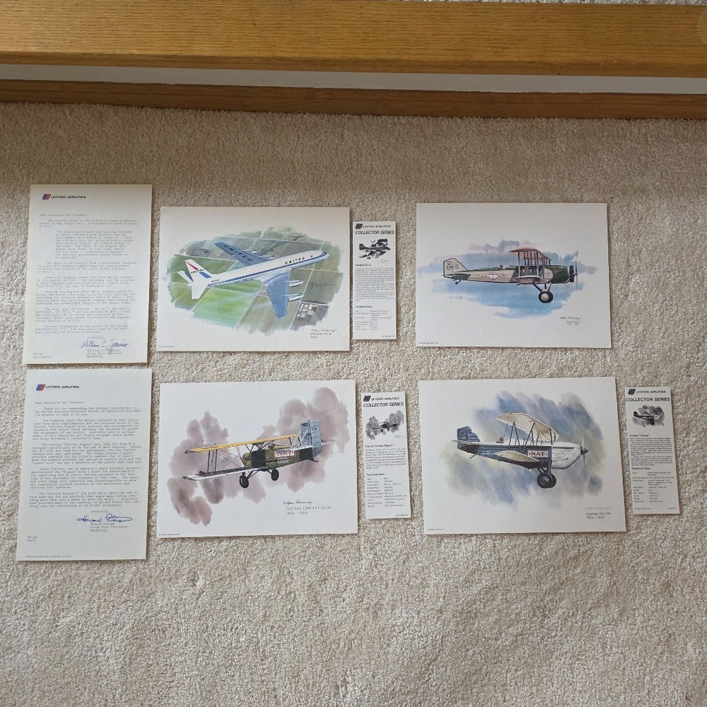 UNITED AIRLINES Lot Of 22 Vintage Aircraft Art Prints By Nixon Galloway - Picture 2 of 15